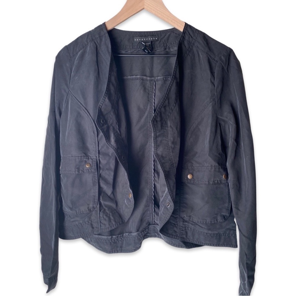 Apostrophe Drape-Front Black Jacket